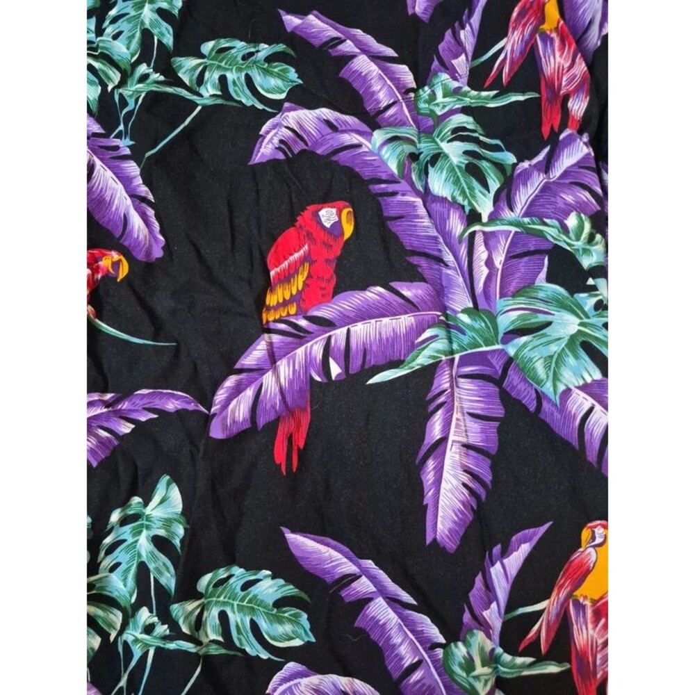 Vintage Paradise Found Shirt Mens 3XL Purple Hawaiian Bird 100% Rayon Magnum PI - Picture 3 of 11